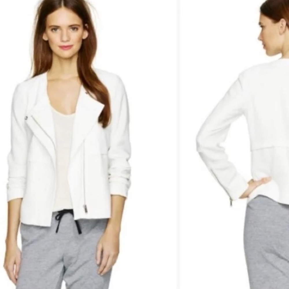 BABATON Off White Japanese Crepe Moto Zip Front